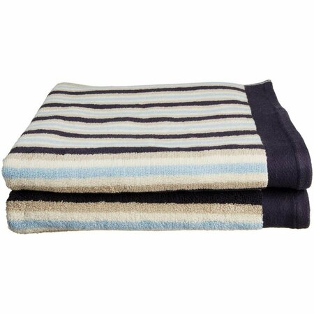 SUPERIOR Collection Luxurious Stripes 100% Cotton 2-Piece Bath Towel Set-Blue ST BTOWEL BL